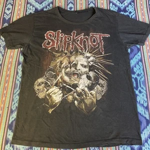Vintage Slipknot Shirt Medium Black Short Sleeve Double Sided Metal Band No tag - Picture 1 of 11