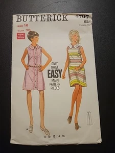 1968 BUTTERICK 4797 ABITO DONNA RETRÒ A-LINE SENZA MANICHE FANTASIA Tg 18 38 Busto - Foto 1 di 2