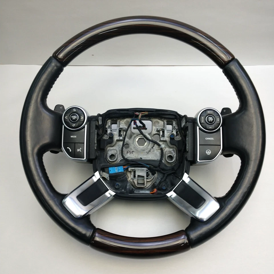 2013-2022 Land Rover Range Rover L405 Wood Leather Steering Wheel Black OEM - Image 1 of 4