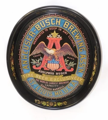 Vintage Anheuser Busch Brewing Oval Metal Beer Serving Tray - Image 1 of 2