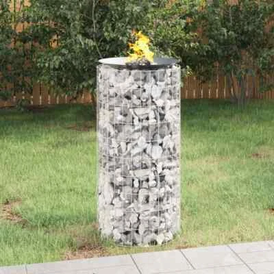 Gabion Fire Pit Ø 19.7" Galvanized Iron vidaXL - Image 1 of 4