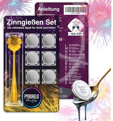 7-teiliges Zinngießen - Set: Traditionelles Gießen Silvester / Neujahr 2026 - Bild 1 von 4