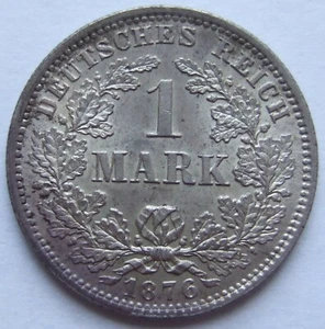 Münze Deutsches Reich Kaiserreich Silber 1 Mark 1876 J in fast Stempelglanz - Bild 1 von 2