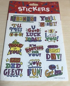 VTG 1994 Encouragement Stickers Thanks, Good Luck, NEW SEALED - Picture 1 of 2