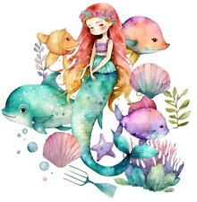 Mermaid Under The Sea Watercolour Stickers Waterproof/UV for Laptop, wall, cups