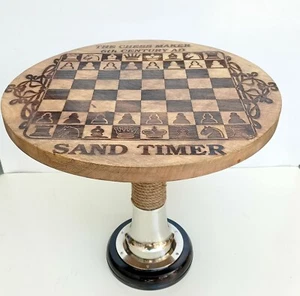 Round wooden coffee table Wooden Chess Game design bar & cafe decor Table - Picture 1 of 9