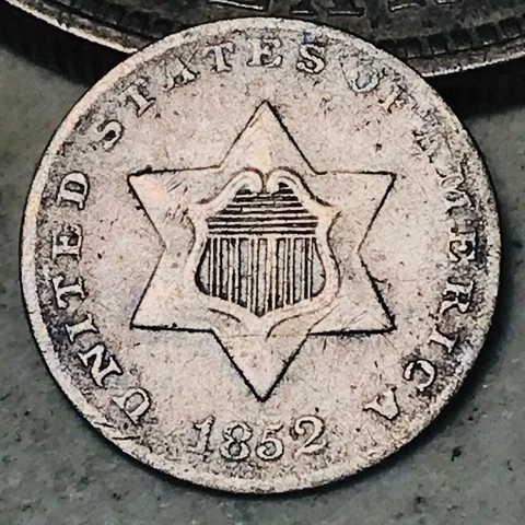 1852 Three Cent Silver Piece Trime 3c Type 1 Ungraded Choice US Coin CC16221 Cover