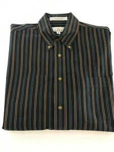 ENRO Pinpoint Oxford Blue Stripe Men's Dress Shirt Size Large Non Iron Cotton - Picture 1 of 7