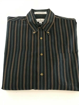 ENRO Pinpoint Oxford Blue Stripe Men's Dress Shirt Size Large Non Iron Cotton  - Изображение 1 из 4