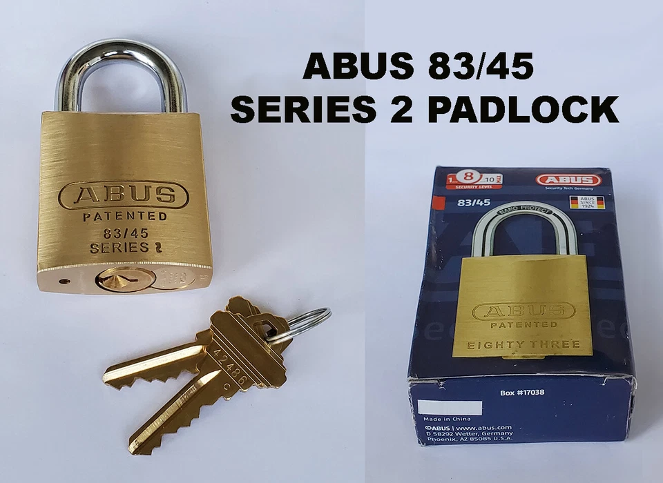 ABUS 83/45 RE-KEYABLE BRASS PADLOCK WITH CYLINDER AND 2 KEYS (VARIOUS CYLINDERS) - Image 1 of 3