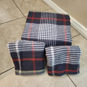 Pottery Barn Carson Tartan Plaid Full / Queen Duvet 2 Euro Sham BLACK Christmas - Picture 1 of 9