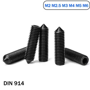 Kegelpunkt Madenschrauben M2 M2,5 M3 M4 M5 M6 Innensechskant Madenschrauben schwarz DIN 914 - Bild 1 von 8