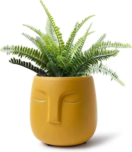 Head Succulent Plant Pot Ceramic Face Planter Modern Statue Flower Vase Windowsi - Picture 1 of 7