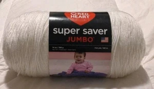 Red Heart Super Saver Jumbo Med 4 White 14 oz 100% Acrylic New! Mach. Wash & Dry - Picture 1 of 3