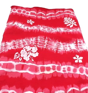 Red Hibiscus Hawaiian Flower Tropical Design Tie Dye Look Fabric 5 5/6 yds - Picture 1 of 10