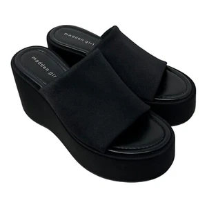Sandalia de cuña con plataforma negra Madden Girl Nico 9,5 M Nicco sin cordones Lycra superior difícil de encontrar - Imagen 1 de 11