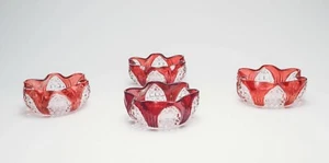 Vtg EAPG Ruby Flash Pinched Edge Dessert Bowls - Set of 4 - EUC - Picture 1 of 5