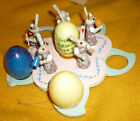 Ostern Oster Eier Halter fr 5 Eier mit Hasen Figuren aus Holz + 1 Ei Kerze