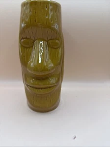 Vtg Tiki Easter Island  Mug Brown/Vase Ceramic Planter Moai Polynesian - Picture 1 of 5