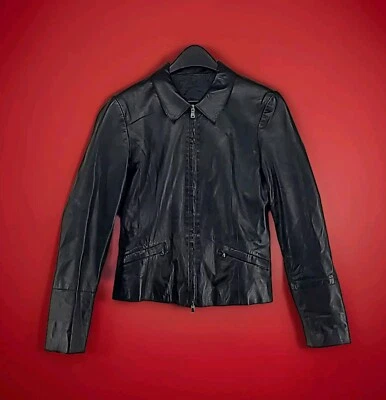 F.I.N.E. Женские кожаные Vera Pelle Moto Cafe Racer черные на молнии 44 размер Small Read  - Изображение 1 из 4