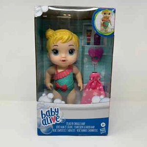 Baby Alive Splash 'N Snuggle Baby Doll Hasbro Blonde Hair Blue Eyes Water Play - Picture 1 of 15