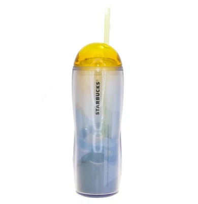 Starbucks Rabbit Autumn Glitter Blue Orange Acrylic Water Bottle Cold Cup 18 Oz - Image 1 of 3