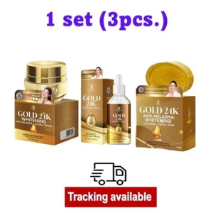 SET Precious Skin Gold 24K Anti Melasma Whitening Facial Cream & Soap & Serum