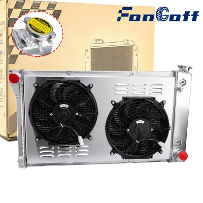 VENTILADORES DE CUBIERTA DE RADIADOR DE ALUMINIO DE 3 FILAS PARA CAMIONES CHEVY C10 67-72 C/K 10 20 30 EE. UU. Foto 1 de 4