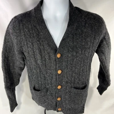 Cárdigan Lord & Taylor Mujer Grande Gris Lana Shetland Abotonada Suéter Bolsillos Foto 1 de 4