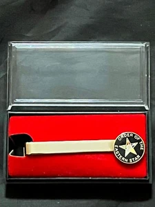 Round Black OES Order Eastern Star Tie Bar Necktie Gold Color Masonic NEW! - Picture 1 of 1