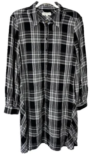 Abito LOU & GREY M nero bianco a quadri con bottoni manica lunga Lagenlook chic - Foto 1 di 8
