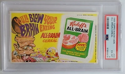 1969 TOPPS WACKY PACKAGES ADS #33 - KOOLOFF'S ALL-BRAIN   PSA 6   EX-MT - Image 1 of 2