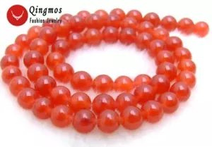 "Collar redondo de 6 mm cuentas de jade rojo para hacer joyas hágalo usted mismo hebras de pulsera 15" - Imagen 1 de 3