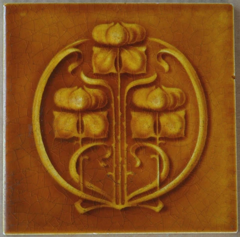 ANTIQUE BOOTE - ART NOUVEAU MAJOLICA TILE C1900 Cover