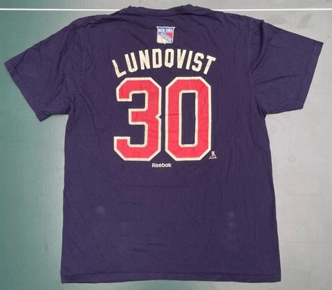 Men's Reebok New York Rangers 85th Anniversary Henrik Lundqvist Jersey T-Shirt Cover