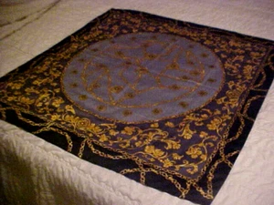 NWT ~Roby Foulards Scarf ~ 34.5" x 34.5" ~ Blue/Gray/Black w/Gold ~Made in Italy - Picture 1 of 8