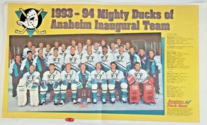 Mighty Ducks Of Anaheim Inaugural Team Vintage Poster 90s Newspaper 12" x 18" - Picture 1 of 8