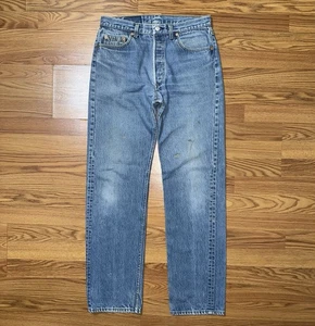Vintage Levi’s 501 Selvedge Denim Jeans 33x33 Faded Button Fly Made In USA 90s - Picture 1 of 13