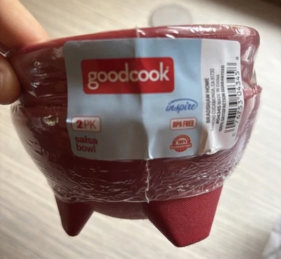 2 PC BPA FREE Red Plastic Salsa Bowl Set of 2 Bowls Serving - Image 1 of 4