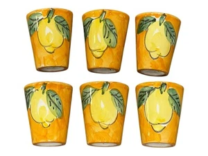 Vietri Pottery Six (6) Limoncello Shot Glasses Excel Used Condit Italy 2.5”T 2”W - Picture 1 of 6