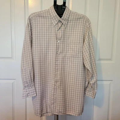 Vestido fruncido manga larga Robert Talbott para hombre XL 17-34 a cuadros mejor de su clase Foto 1 de 4