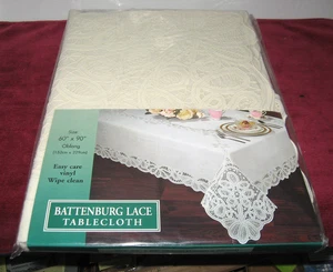 Battenburg Lace Vinyl Tablecloth 60" x 90" Oblong NEW Elrene Home Fashion A - Picture 1 of 3