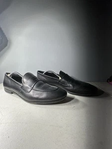 Prada Men Penny Loafers Size US8 Black Leather Rubber Sole Casual Shoe - Picture 1 of 9