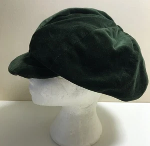 Vintage Original 1970s Large floppy Green velvet Baker Boy hat cap Small  - Picture 1 of 6