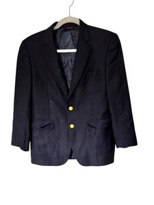 Brooks Brothers Boys 14 Blazer Loro Piana Wool Navy Blue Gold Two Button Vented - Picture 1 of 6