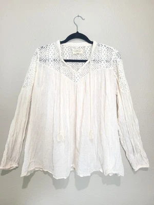 Top boho Denim & Supply Ralph Lauren borla de encaje 100 % algodón talla M Foto 1 de 4