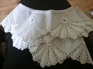 Length Vintage White Cotton Broderie Anglaise Collar Trim - Picture 1 of 2