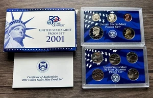 2001 United States Mint Silver Proof Set (10 Coins) Includes box and COA - Picture 1 of 6