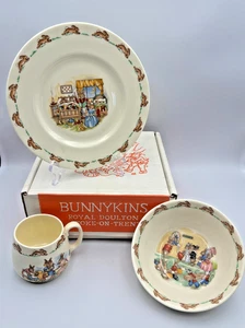 3 STÜCK ROYAL DOULTON BUNNYKINS KINDER TELLER SCHÜSSEL TASSE FINE BONE CHINA Zug, Schlafenszeit - Bild 1 von 13
