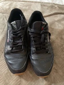Reebok Classic Leather Herren Größe 9,5 Lifestyle Schuhe schwarz Gummi Turnschuhe 059503 - Bild 1 von 10